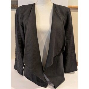 Barney's New York Womens Black Blazer Size Small Shawl Collar Linen Cotton